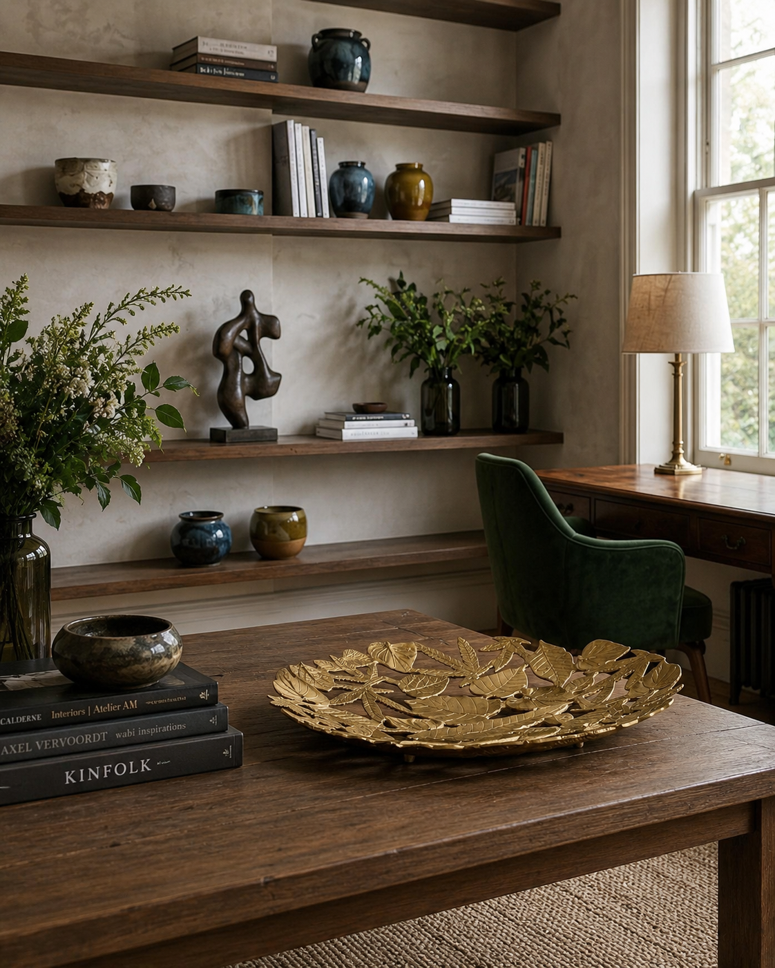 Handcrafted Leaves Centerpiece(Gold) Big Round