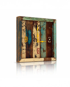 Multicolor Reclaimed Wood Clock