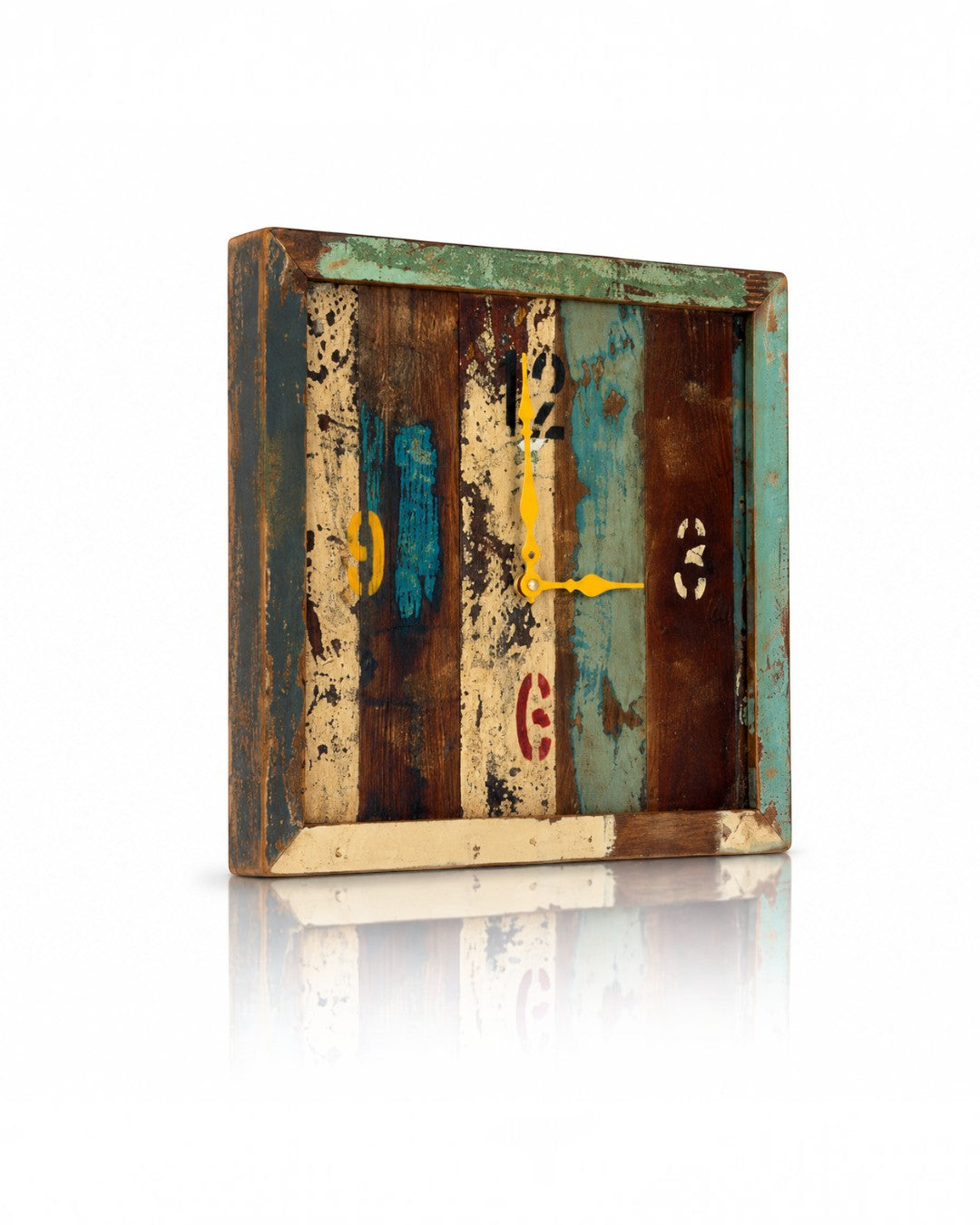 Multicolor Reclaimed Wood Clock