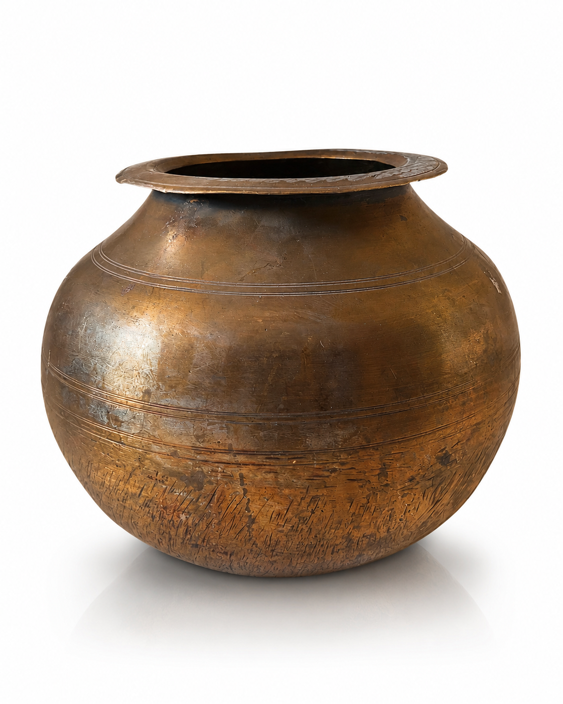 Antique Bronze Handi Decorative Metal Pot – 23x19 cm