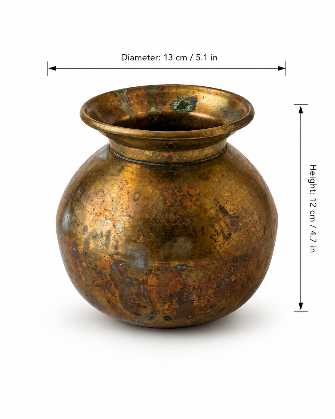 Antique Brass Lota (13x12 cm)