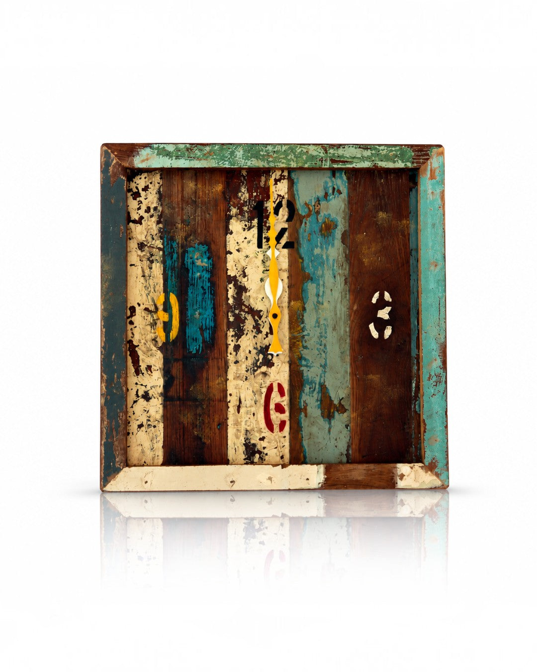 Multicolor Reclaimed Wood Clock
