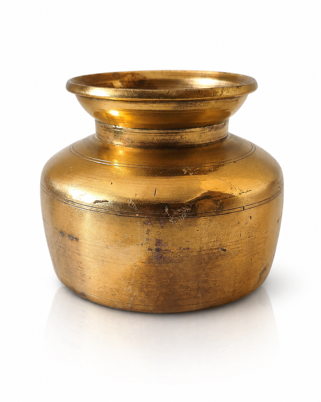 Vintage Brass Decorative Pot with Delicate Etchings (14x12 cm)