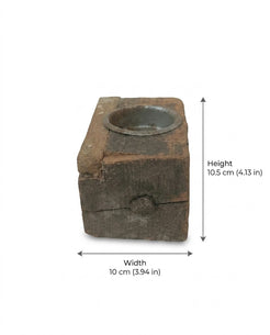 Antique Rectangular Wooden Block Candle Holder (10X6X10.5 CM)