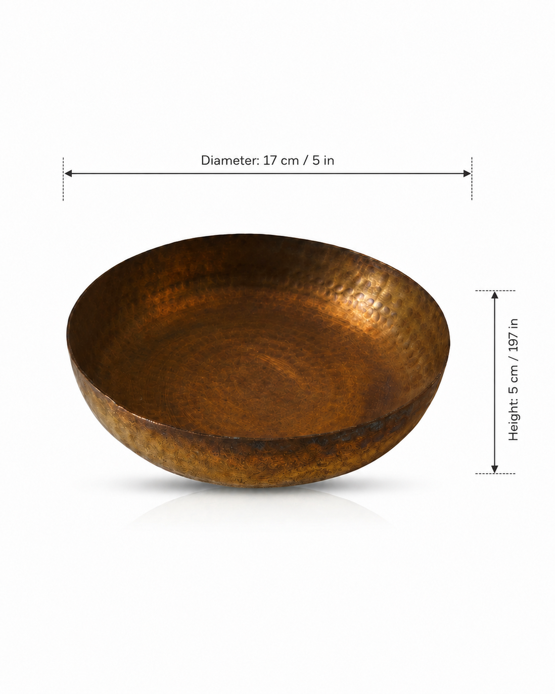 Antique Hand-Hammered Brass Decorative Bowl (17x5 cm)