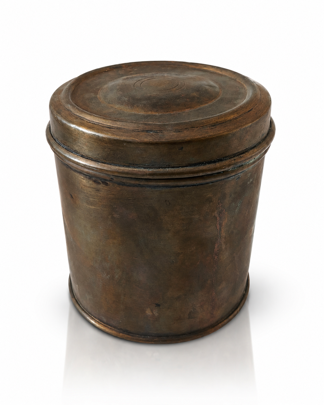 Antique Brass Cylindrical Storage Box with Lid (13X15 CM)