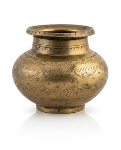 Antique Engraved Brass Lota (10x9 cm)