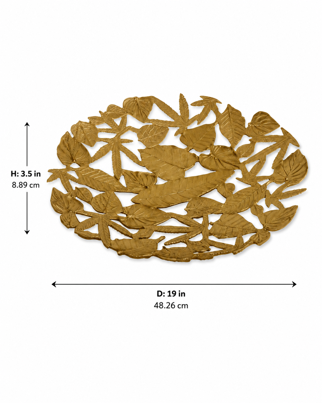 Handcrafted Leaves Oval Centerpiece(Gold) Small