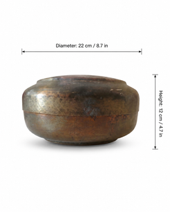 Antique Handcrafted Brass Box with Lid - 22x12 cm)