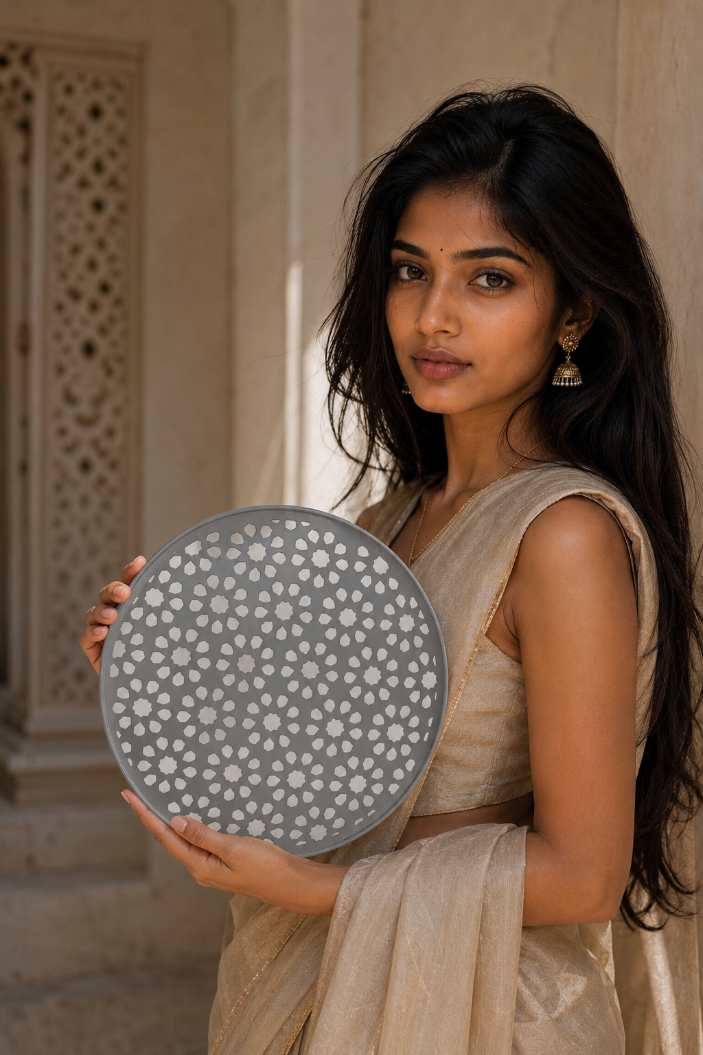 Grey Gold Finish Iron Tray