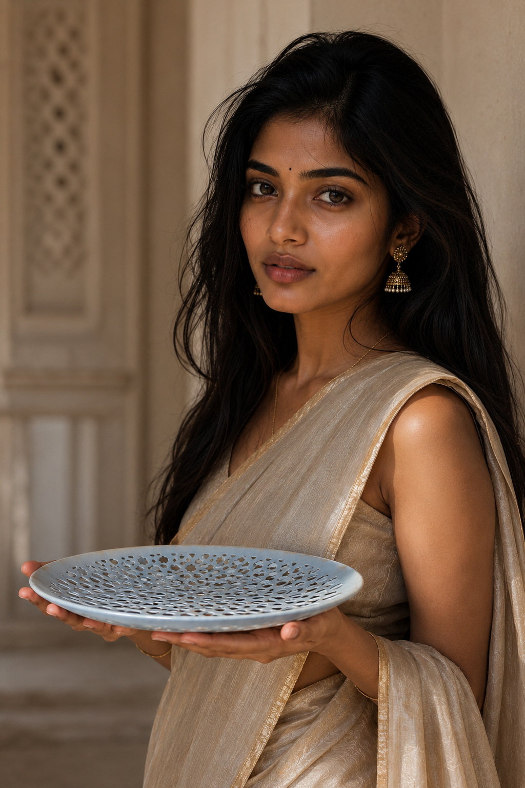 Grey Gold Finish Iron Tray