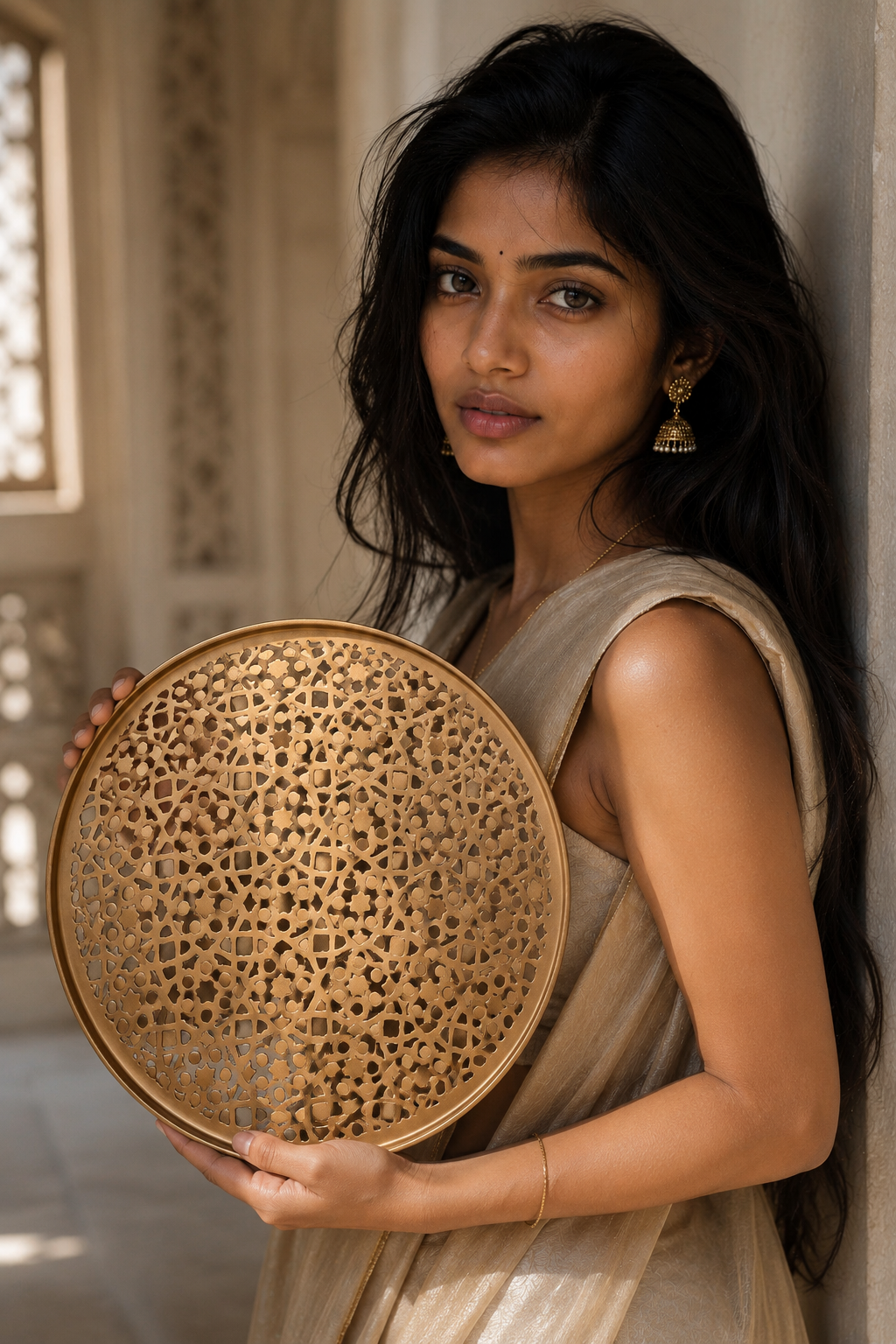 Gold Finish Iron Tray