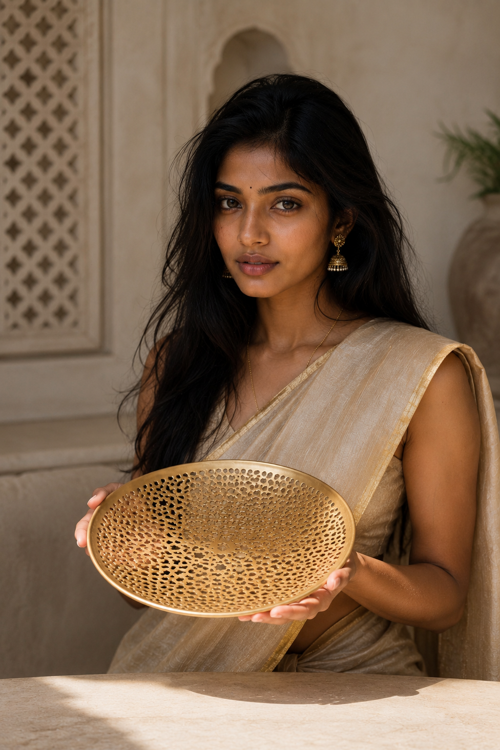Gold Finish Iron Tray