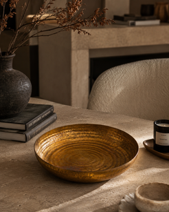 Antique Hand-Hammered Brass Decorative Bowl (17x5 cm)