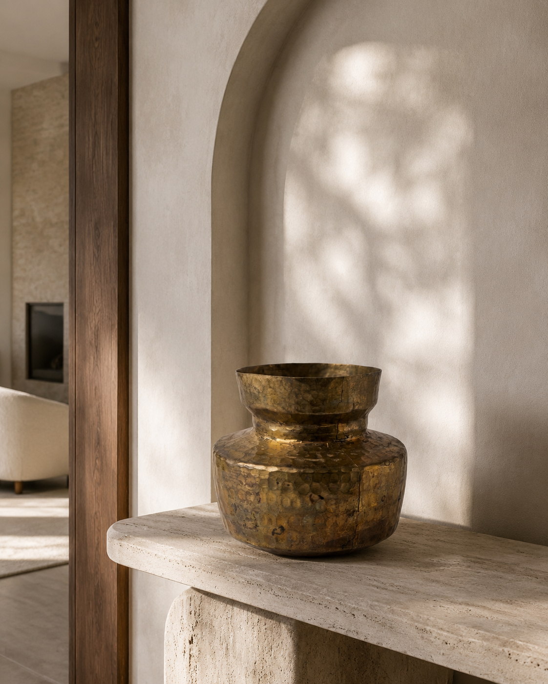 Antique Hammered Brass Lota (13X12.5CM)