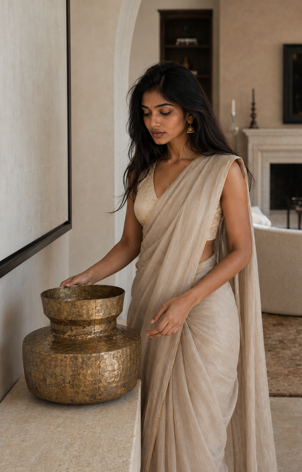 Antique Hammered Brass Lota (13X12.5CM)