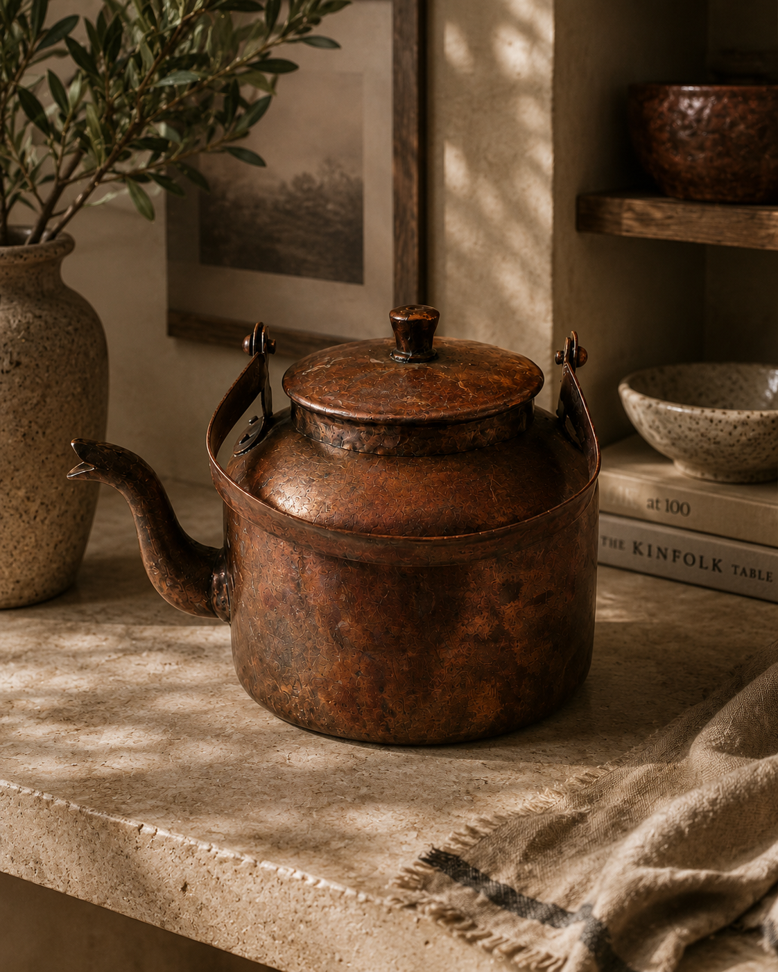 Vintage Antique Finish Decorative Metal Teakettle – 24x19x17.5 cm