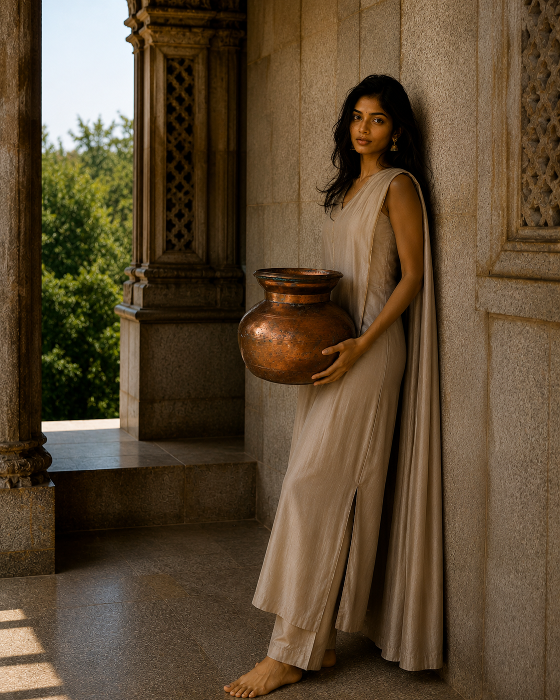 Antique Copper Lota Decorative Pot – 15x14 cm