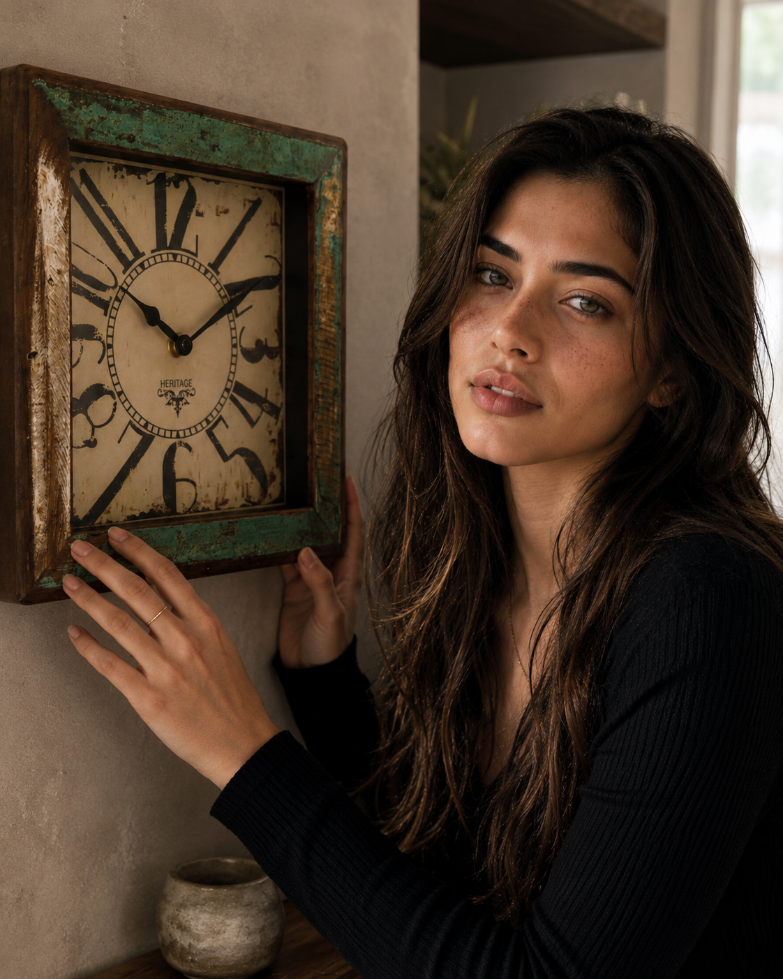 Vintage Recycled Wooden Dial Clock