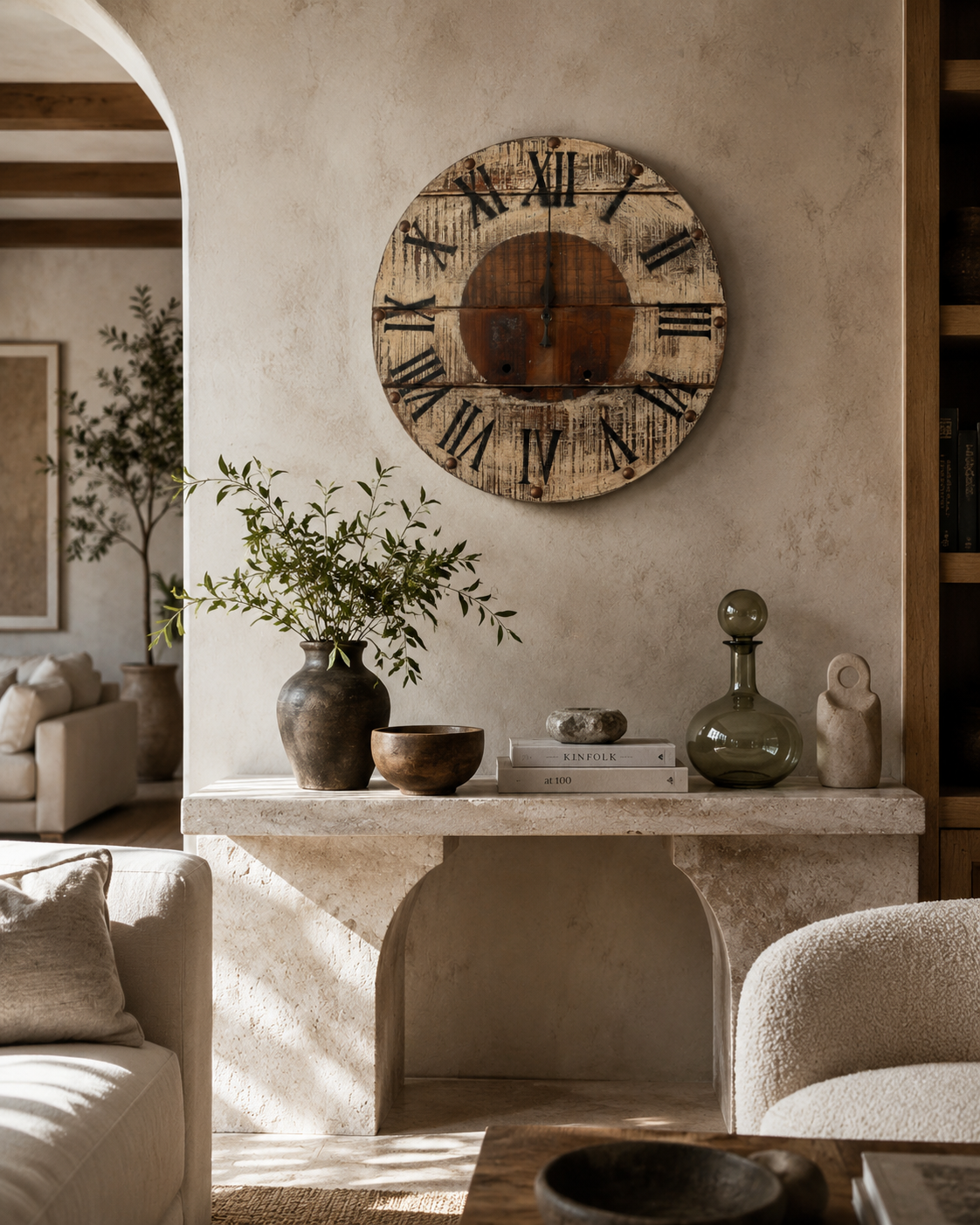 Teak Wood Roman Clock