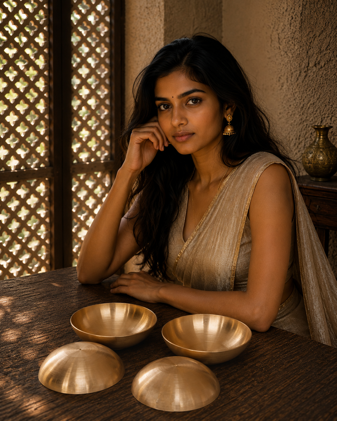 Bronze Finished Dessert Nut Bowl Set of 2, 100ML