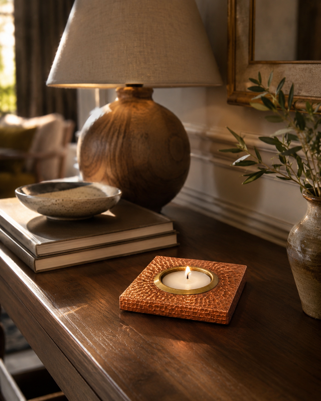 Copper & Brass Tea Light Square