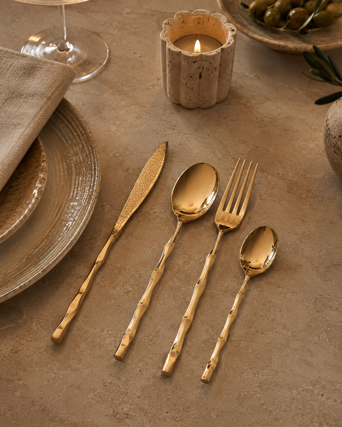 Brass Cutlery 4 Pieces Set