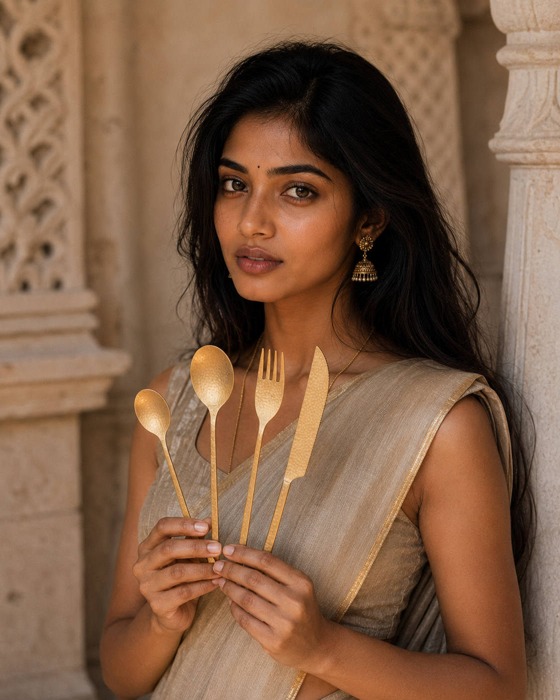 Brass Cutlery 4 Pieces Set
