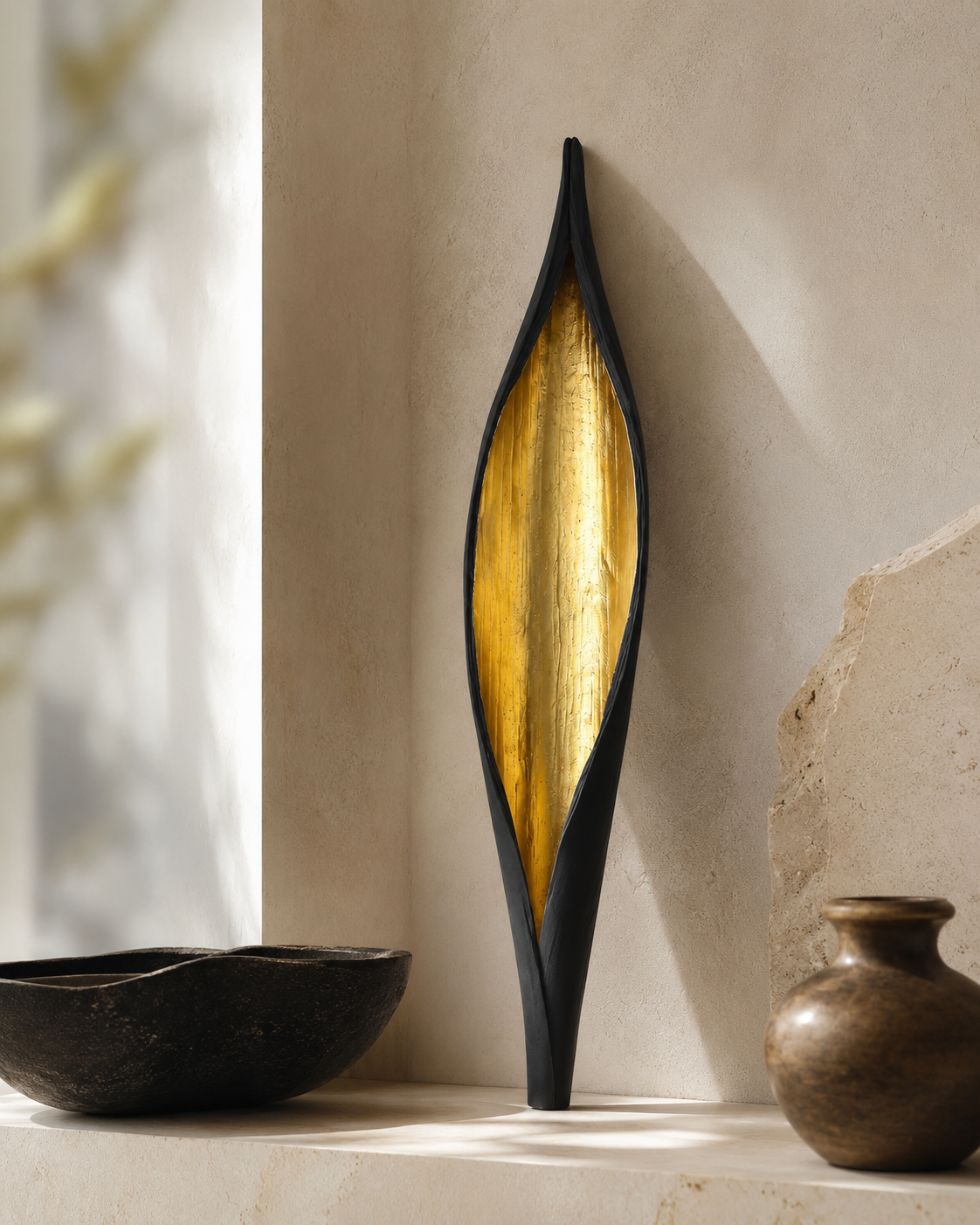 Handcrafted Brass Small Banana Leaf Centerpiece