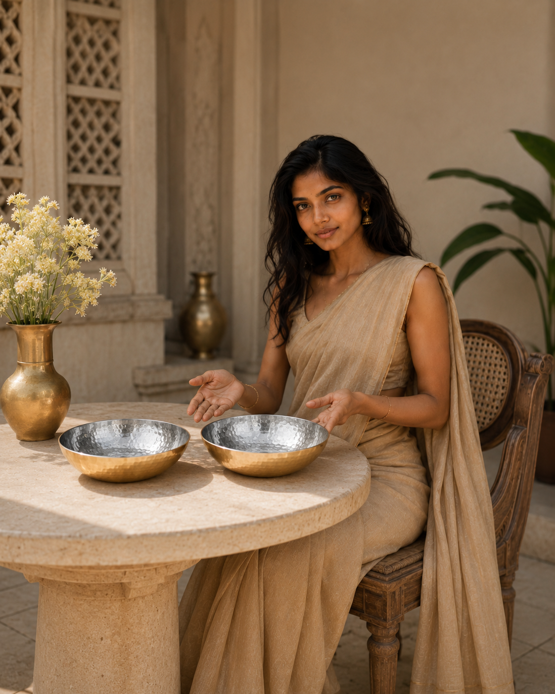 Hand Hammered Brass Nut Bowl Set of 2, 100 ml