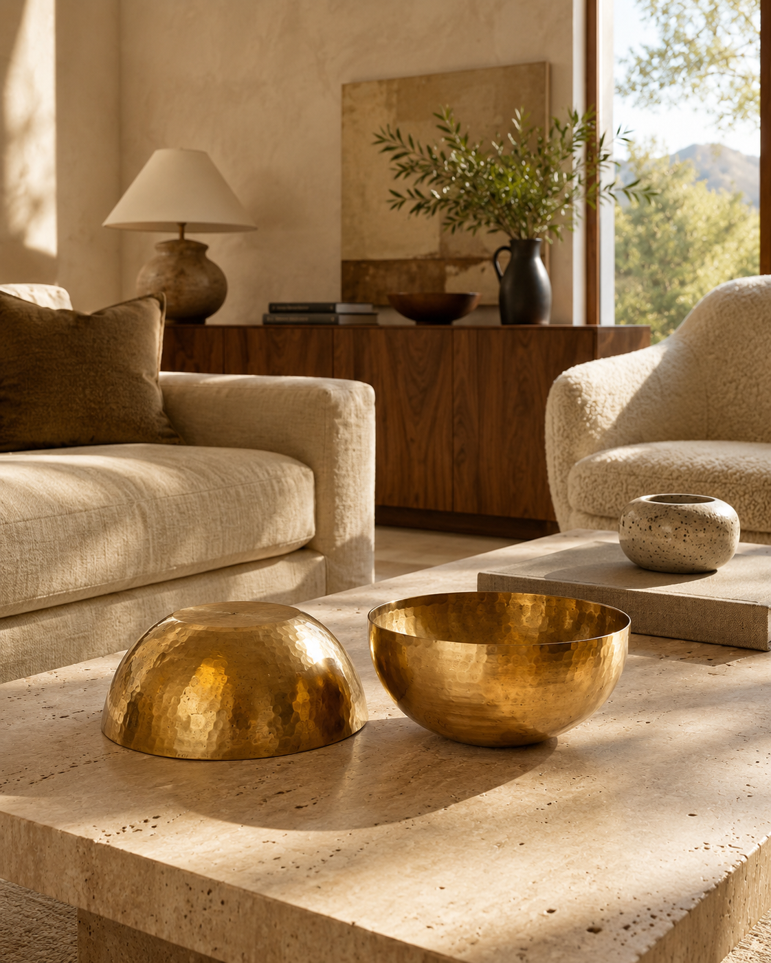 Brass Bowl Round Set of 2, 360 ML