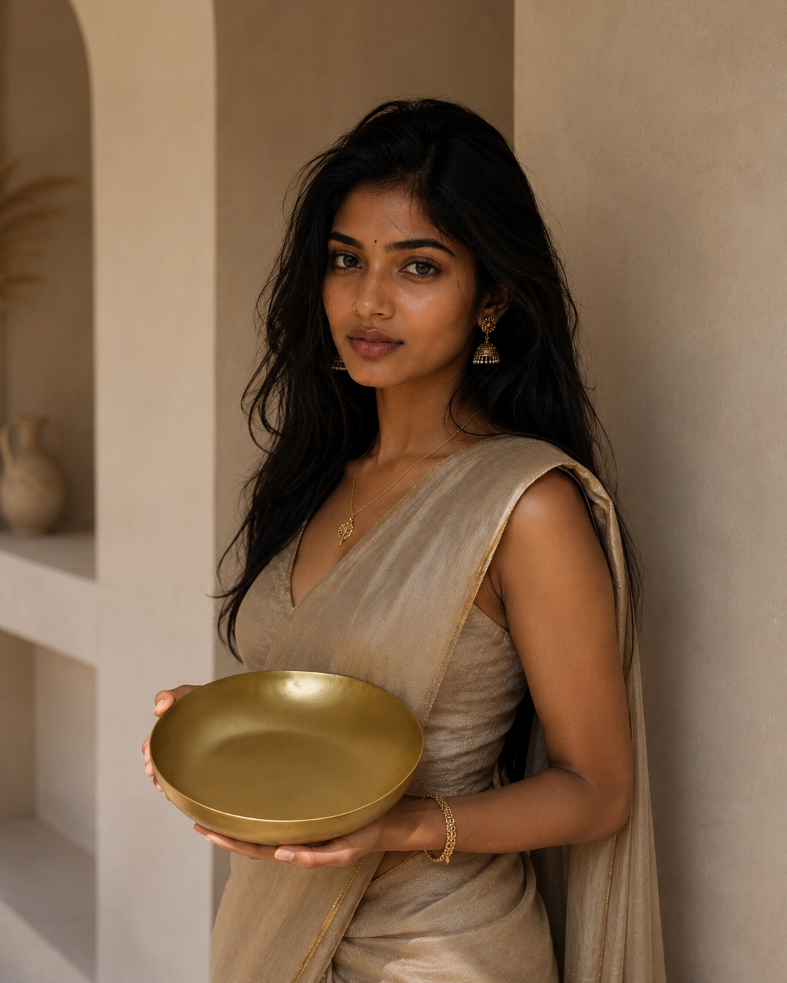 Hand Hammered Brass Centerpiece Bowl(Small)