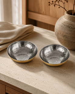 Hand Hammered Brass Nut Bowl Set of 2, 100 ml