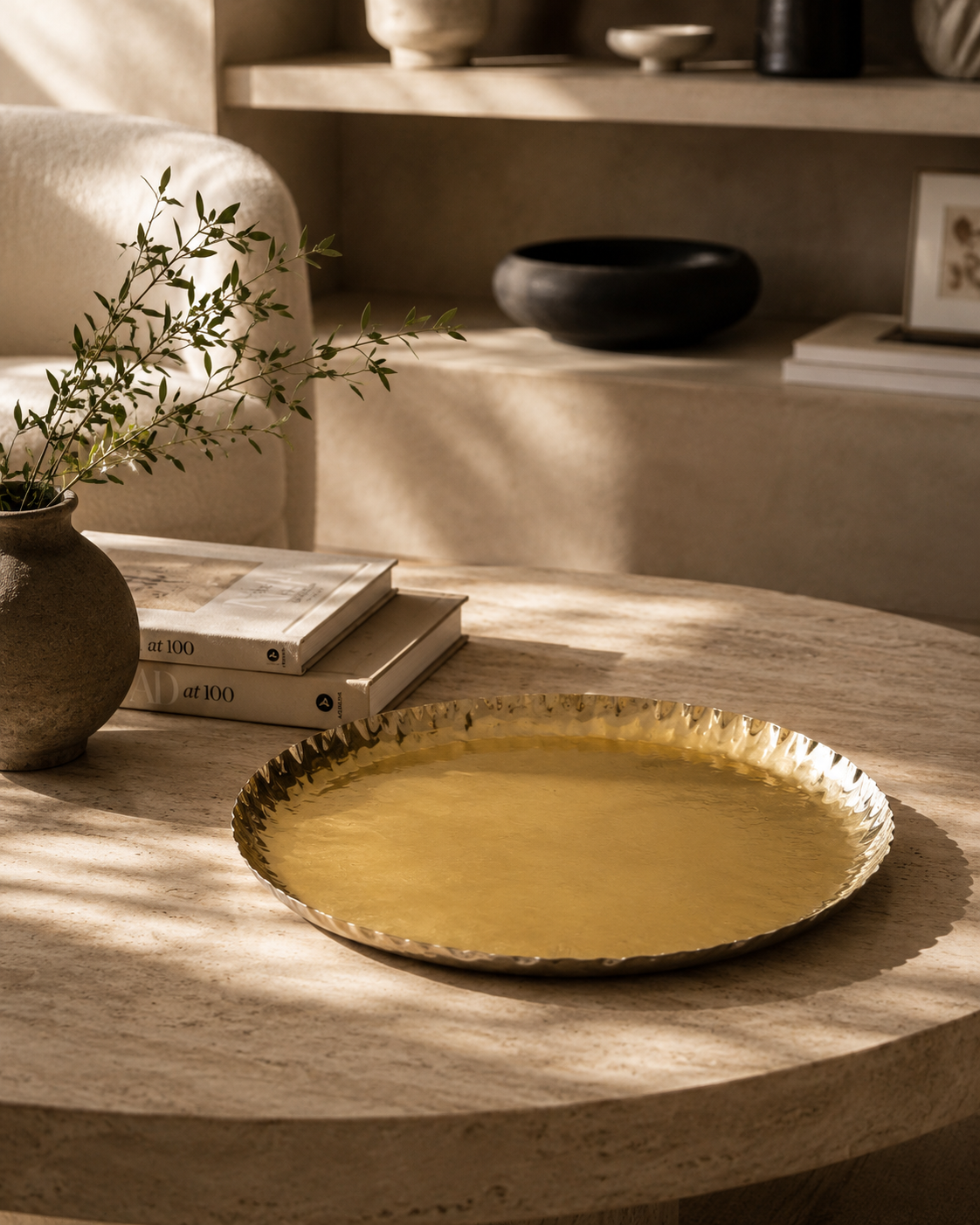 Wrinkled Brass Feather Light Plate