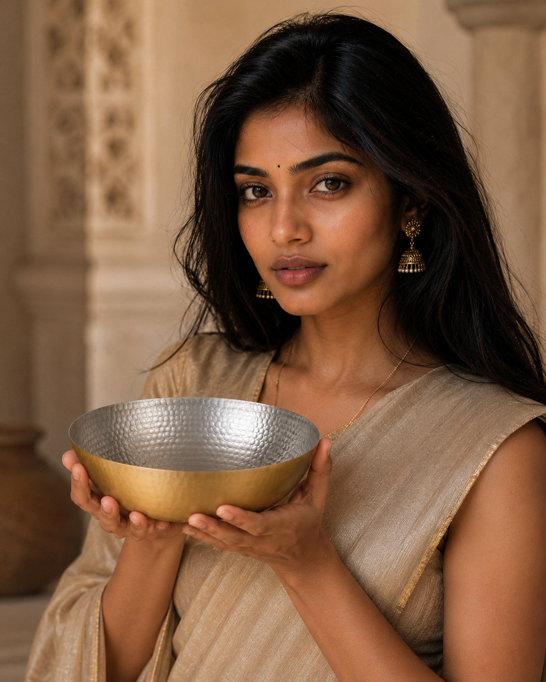 Hand Hammered Brass Serving Bowl 1100 ML