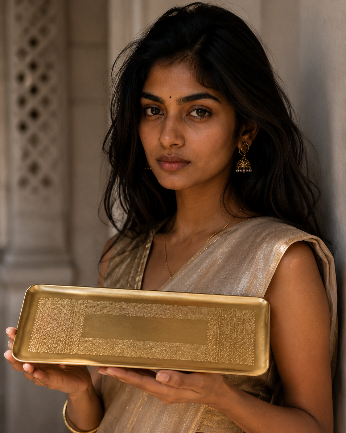 Long Hand Etched Tray