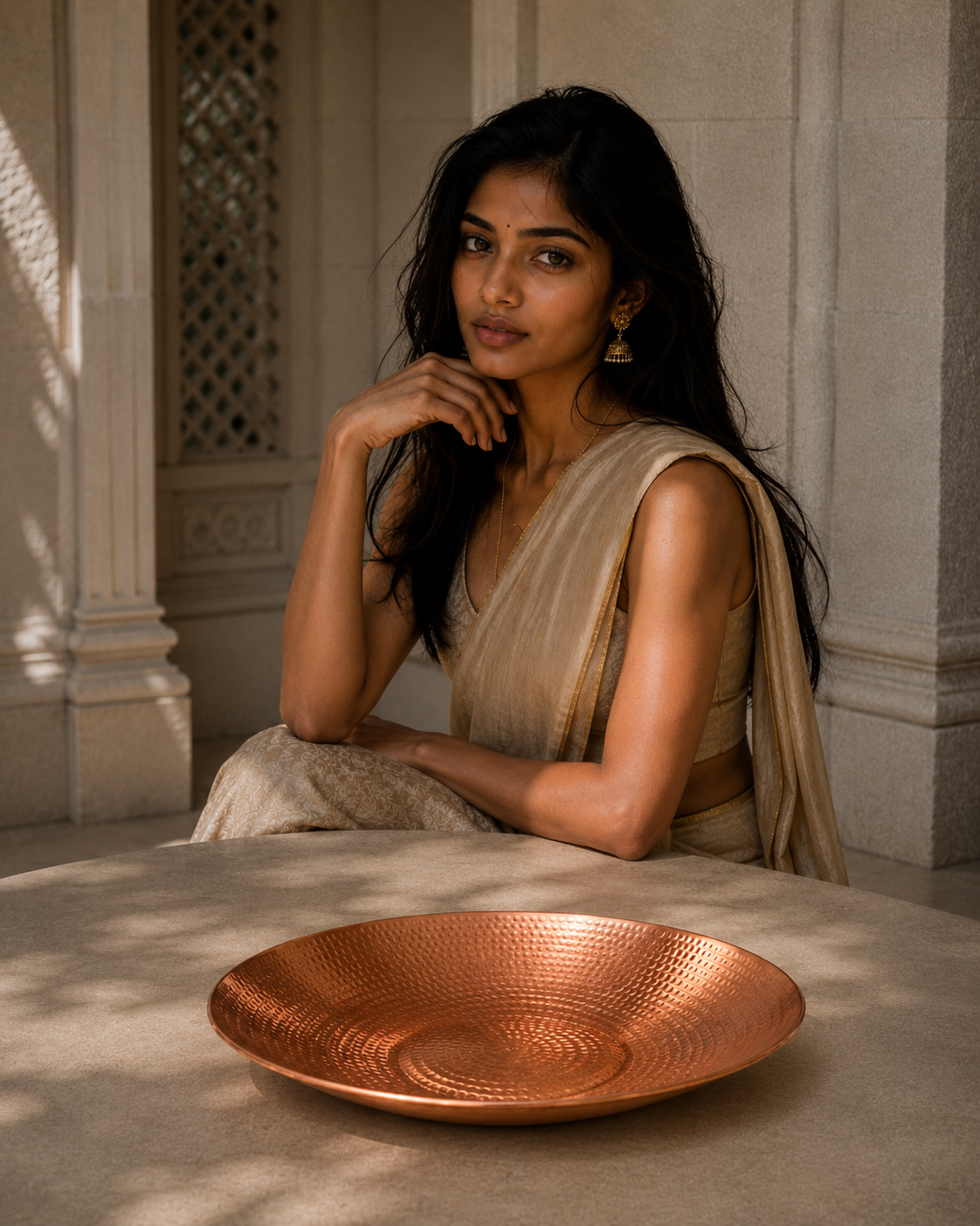 Copper Fruit Platter Round