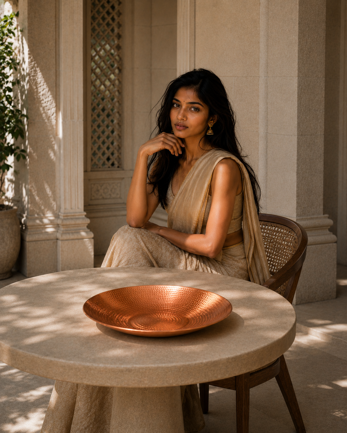 Copper Fruit Platter Round