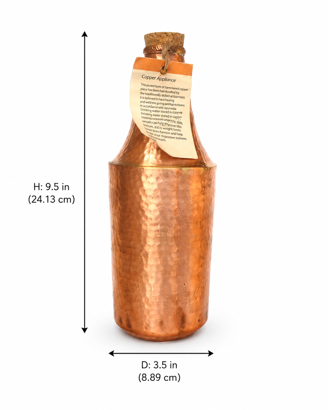 Copper Water Bottle with Cork