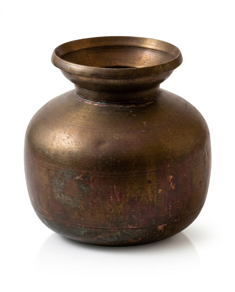 Antique Handcrafted Brass Pot / Kalash (20x19 cm)