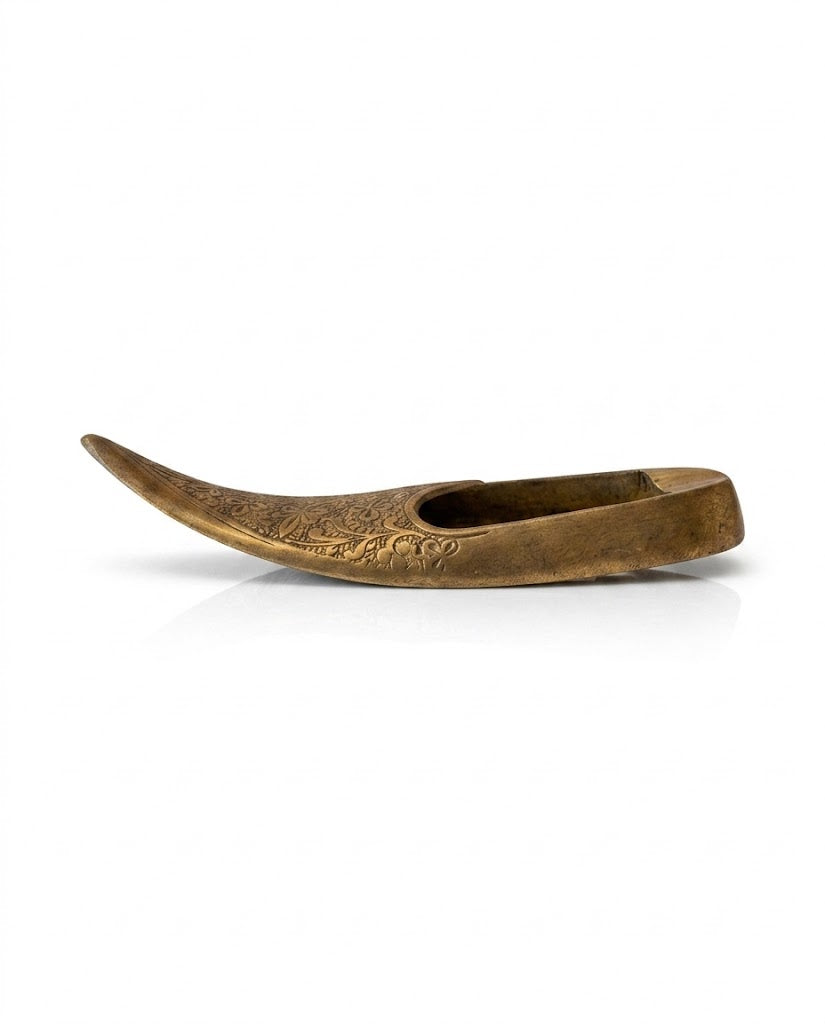 Vintage Brass Mojari Shoe Ashtray – 16.5x6x3 cm