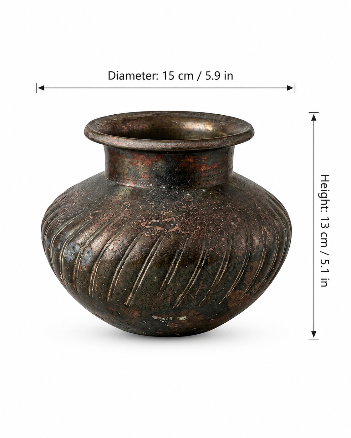 Antique Copper Lota(15X13 CM)