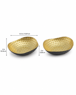 Brass Nail Hammered T-Light Set Of 2