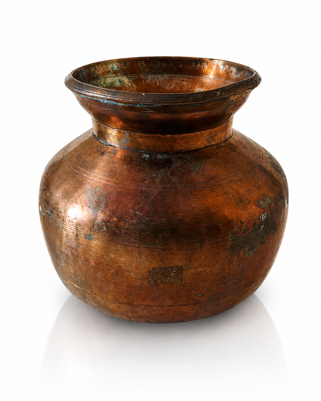 Antique Copper Lota Decorative Pot – 15x14 cm