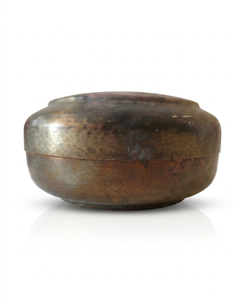 Antique Handcrafted Brass Box with Lid - 22x12 cm)